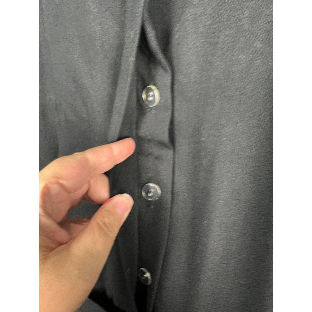 80s Black Belted Midi Dress Pockets Minimalist Career USA Womens 10 - Picture 5 of 10